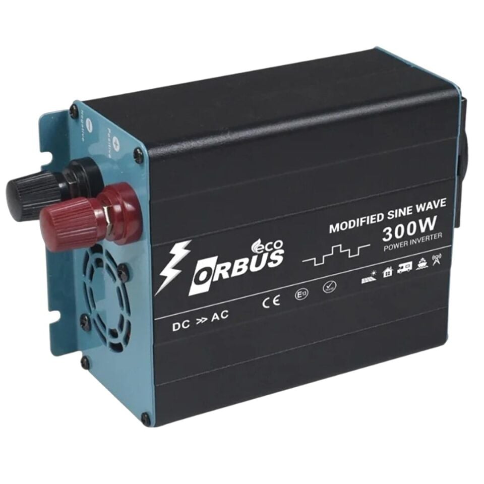 Orbus MSE300W 12 Volt -300 Watt 220V AC 50Hz 600 Watt Surge Eco Modified Sinus İnverter 12 Volt 220 Vol Çevirci