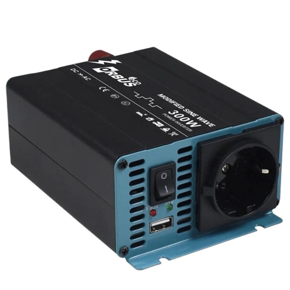 Orbus MSE300W 12 Volt -300 Watt 220V AC 50Hz 600 Watt Surge Eco Modified Sinus İnverter 12 Volt 220 Vol Çevirci