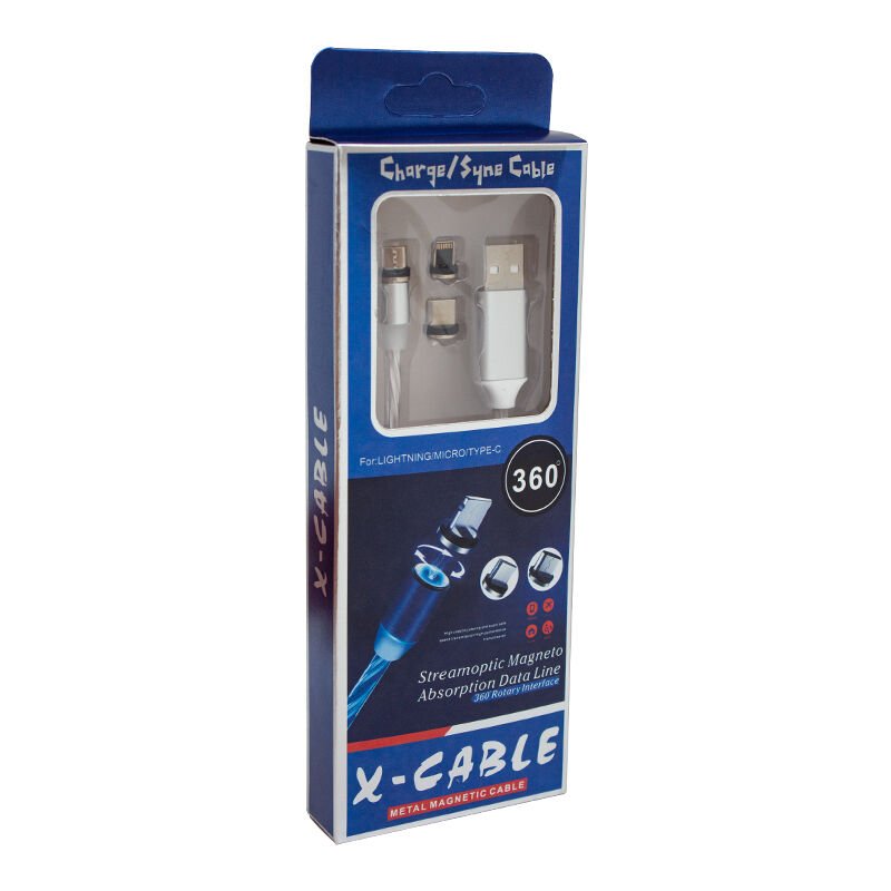 Powermaster Işıklı Üç Uçlu Telefon Şarj Kablosu