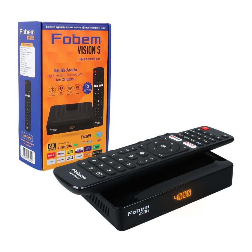 Ayt Fobem Vision S Hibrit 4 Gb Ram 32 Gb Rom Ses Komutlu Uydu Alıcılı Tv Box Android 14