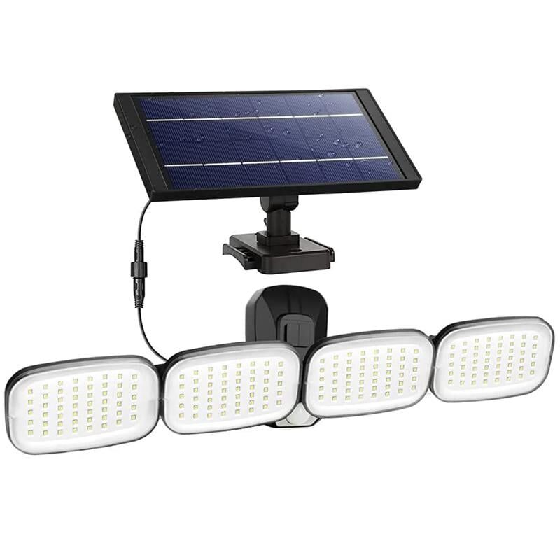 Powermaster 6 Volt 3 Watt Solar Panelli 4 Başlı Hareket Sensörlü 200 SMD Ledli Lamba PM-8048 Güneş Enerjili Aydınlatma