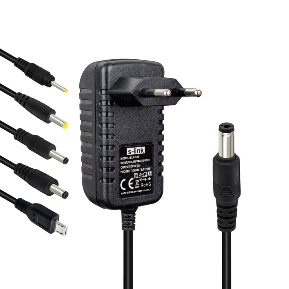 S-Link SLX-52A 5 Volt 2 Amper Çok Uçlu Adaptör Şarj Aleti Cihazı 5V-2A