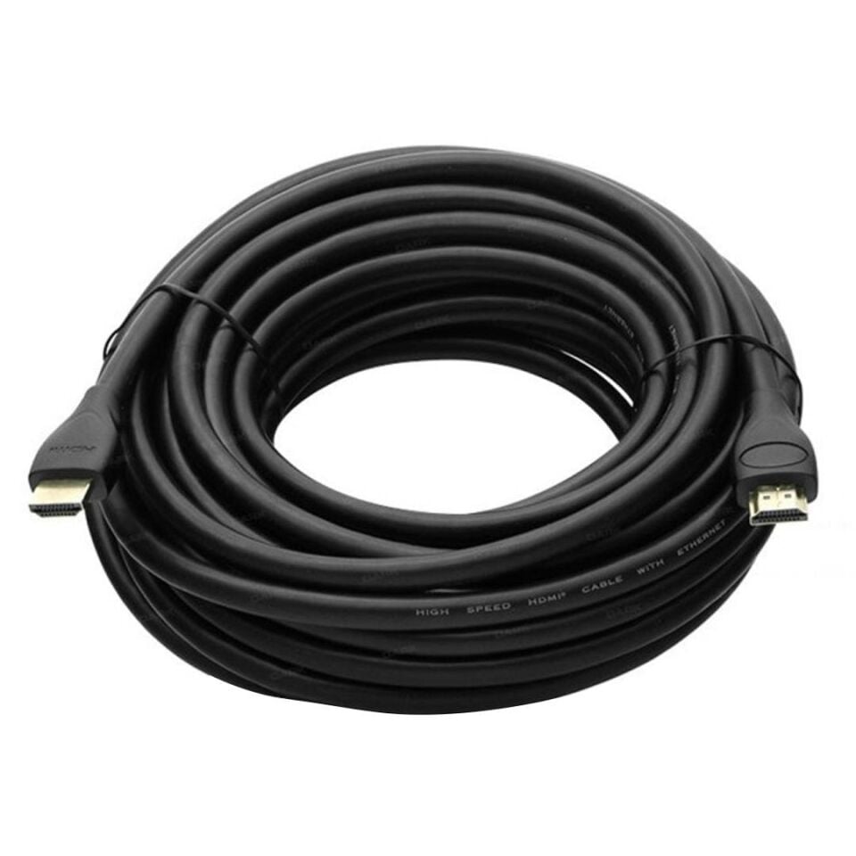 Fully Gold Uçlu 15 Metre Siyah HDMI Kablo Uydu Cihazı Tv Arası Görüntü Kablosu