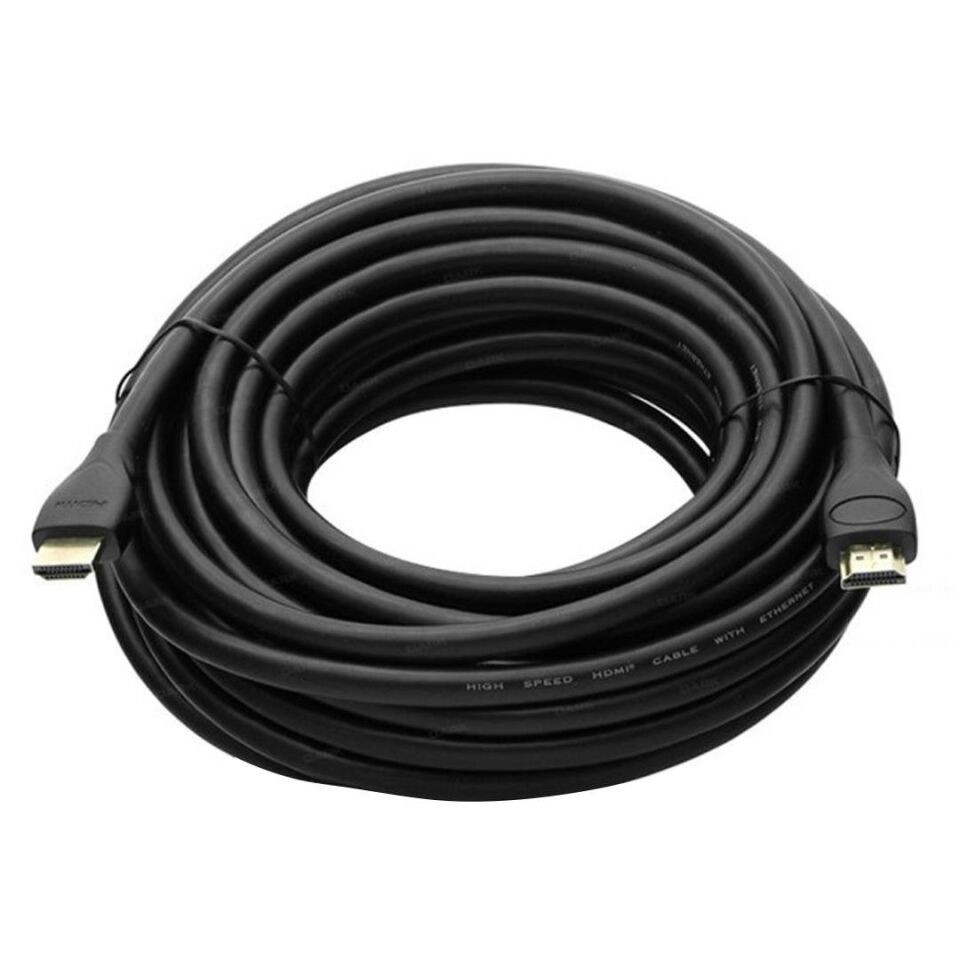 Fully Gold Uçlu 15 Metre Siyah HDMI Kablo Uydu Cihazı Tv Arası Görüntü Kablosu