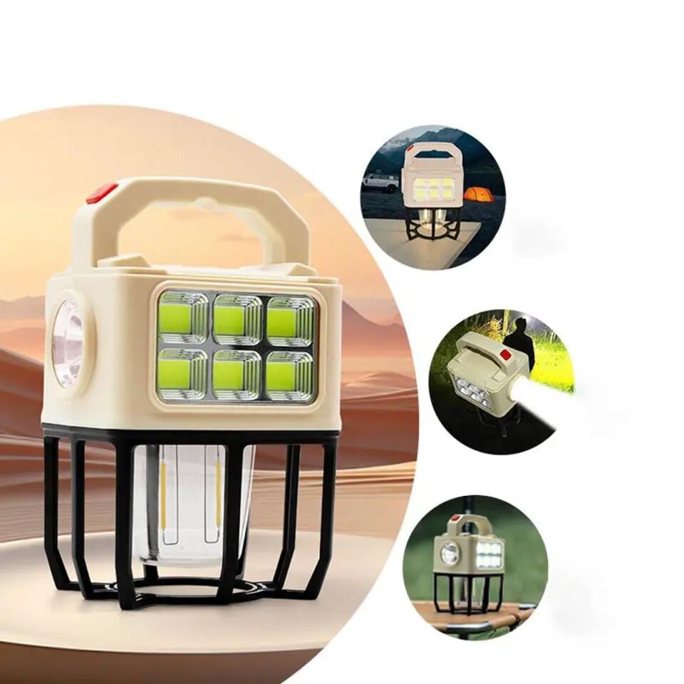 Powermaster PM-26460 Çok Fonksiyonlu Solar Kamp Lambası Güneş Panelli Masa Lambası Ve El Feneri