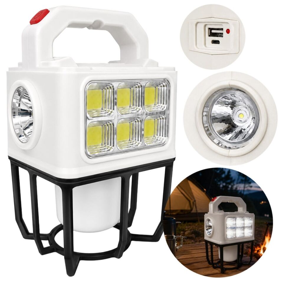 Powermaster PM-26460 Çok Fonksiyonlu Solar Kamp Lambası Güneş Panelli Masa Lambası Ve El Feneri