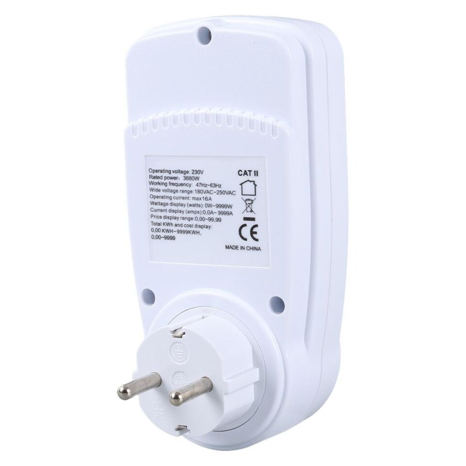 GESİ PM-1453 DİJİTAL WATTMETRE ENERJİ SARFİYAT ÖLÇER TÜKETİM ÖLÇER 220 VOLT 16 AMPER 3680 WATT PRİZ