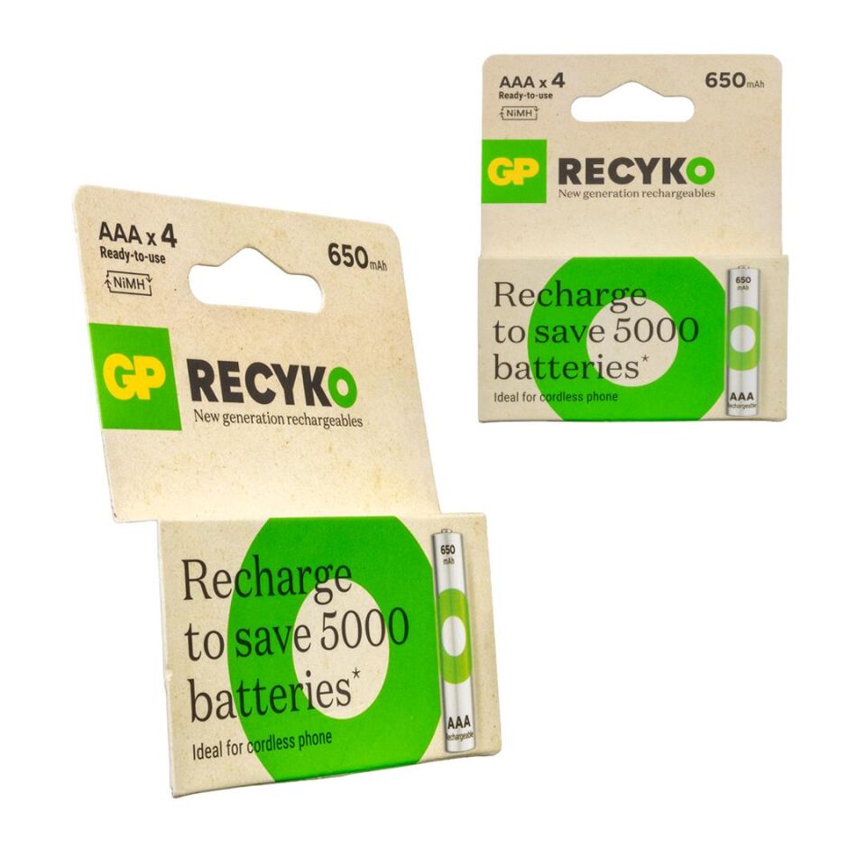 GP Recyko 650 Mah R03 AAA İnce Kalem Pil 4 Lü Şarjlı Pil  Şarj Edilebilir Pil