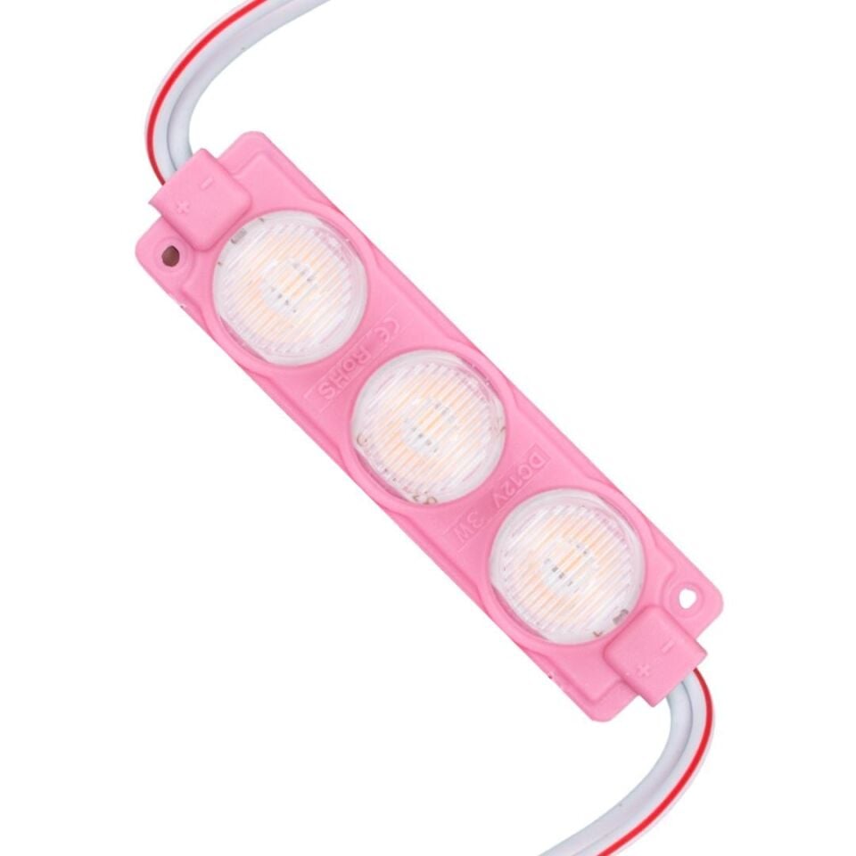 12 Volt 3 Watt Pembe LED Modül - 74X20 Mm - 3030 Çip