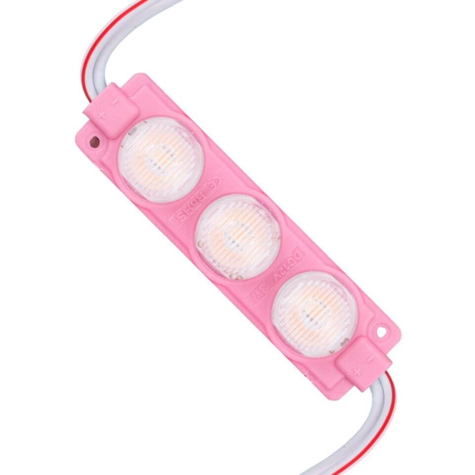 12 Volt 3 Watt Pembe LED Modül - 74X20 Mm - 3030 Çip