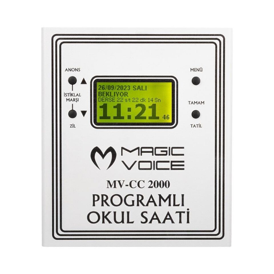 Magicvoice 6 Melodili USB Duvar Tipi Programlı Akıllı Dijital Okul Saati 24 Ders Programlanabilir