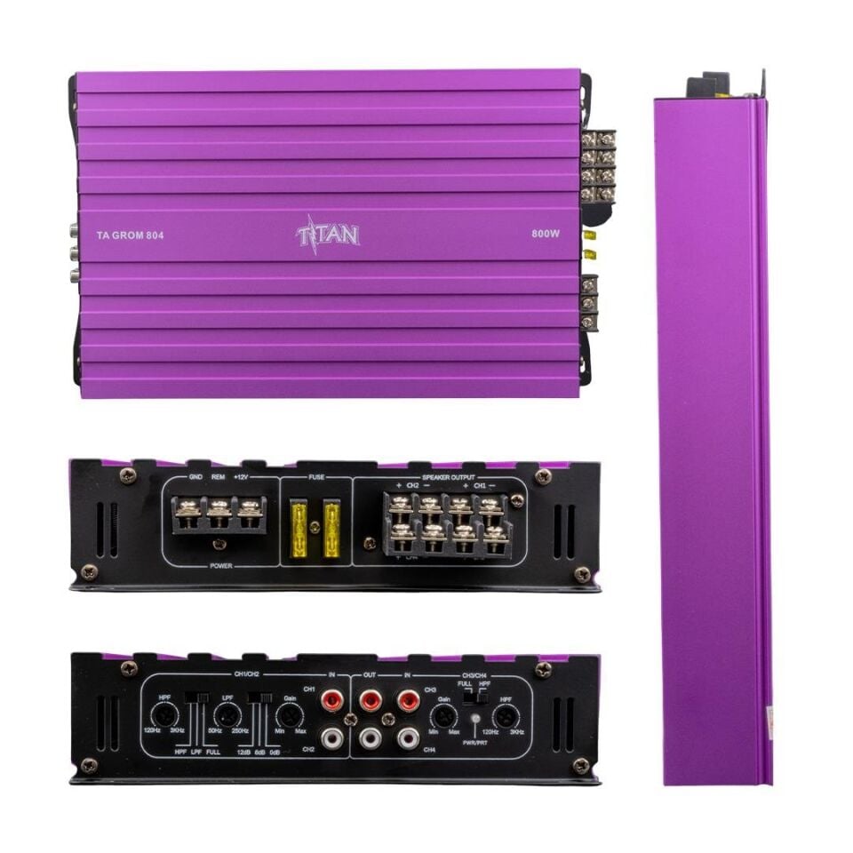 Magicvoice Titan-804 4 Kanal Oto Amfi Araç 1600 Watt Ses Sistemi Anfi 298x195x49mm