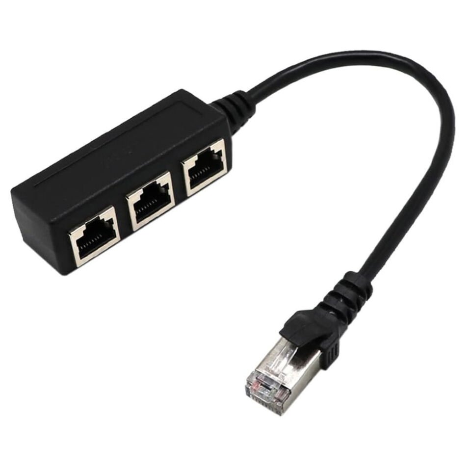 Ayt Powermaster PM-25007 Ethernet RJ45 3 lü Dağıtıcı Splitter Ethernet Soketi Çoklayıcı İnternet Çoğaltıcı