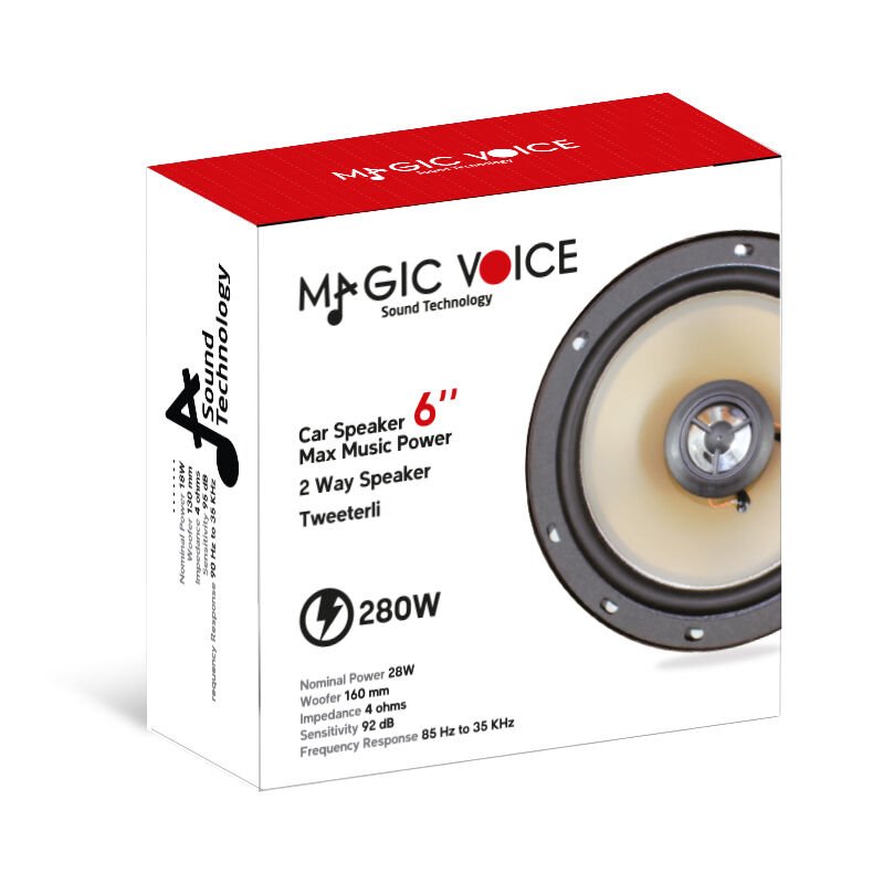 MAGICVOICE MV-399 6 16 CM 280 WATT ÇİFT YOLLU TWEETERLI TEKLİ OTO HOPARLÖR (YEDEK HOPARLÖR)