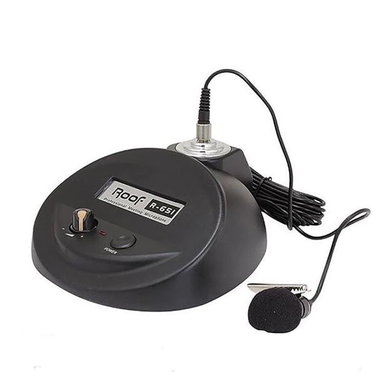 Roof R-651 Kondenser Cami Tipi Kablolu Yaka Mikrofonu Yaka Mandallı 100 Ohm Volum Ayarlı