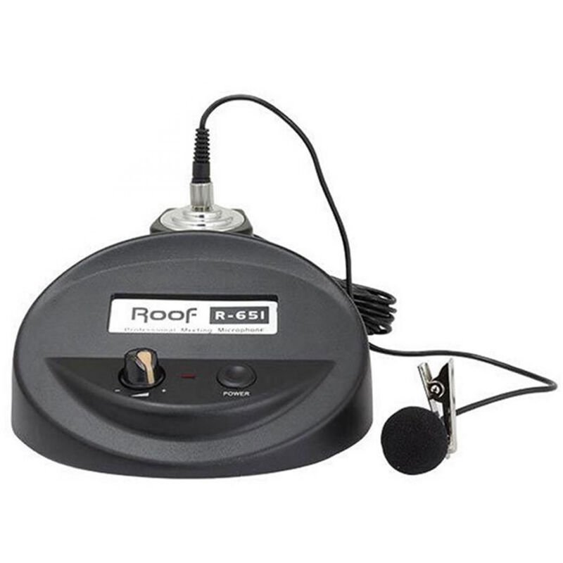 Roof R-651 Kondenser Cami Tipi Kablolu Yaka Mikrofonu Yaka Mandallı 100 Ohm Volum Ayarlı