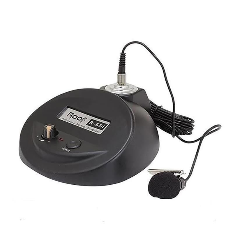Roof R-651 Kondenser Cami Tipi Kablolu Yaka Mikrofonu Yaka Mandallı 100 Ohm Volum Ayarlı