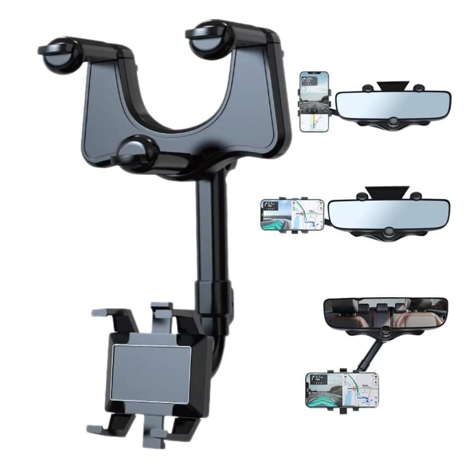 Ayt Powermaster Pm-25159 Araç İçi Dikiz Aynası Telefon Tutucu 360 Derece Ayarlanabilen Oto Cep Telefonu Tutacağı