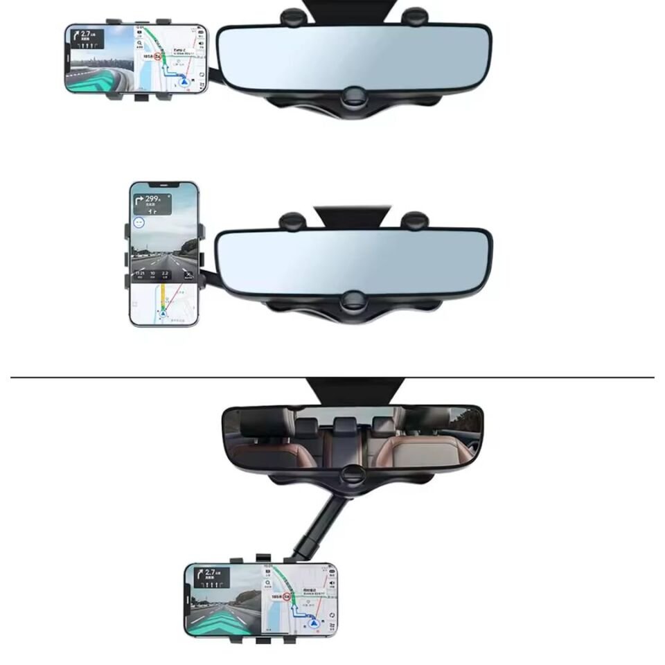 Ayt Powermaster Pm-25159 Araç İçi Dikiz Aynası Telefon Tutucu 360 Derece Ayarlanabilen Oto Cep Telefonu Tutacağı