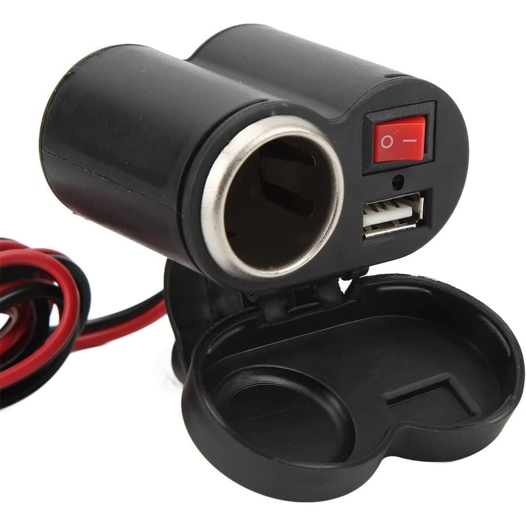 Powermaster PM-20493 DC 12-45V Motosiklet Çakmaklık USB Şarj Soketi Su Geçirmez Kapaklı