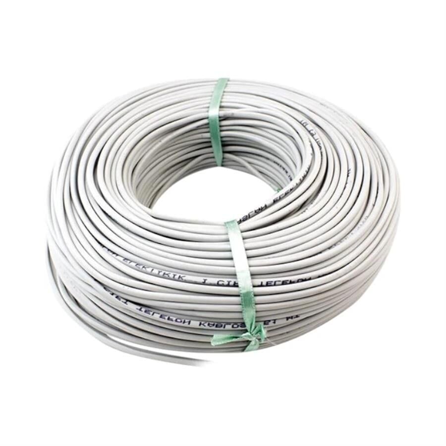 Ayt Telefon Hat Kablosu 3 Telli 1 Hat 1 Çift 100 Metre Sabit Telefon Kablosu