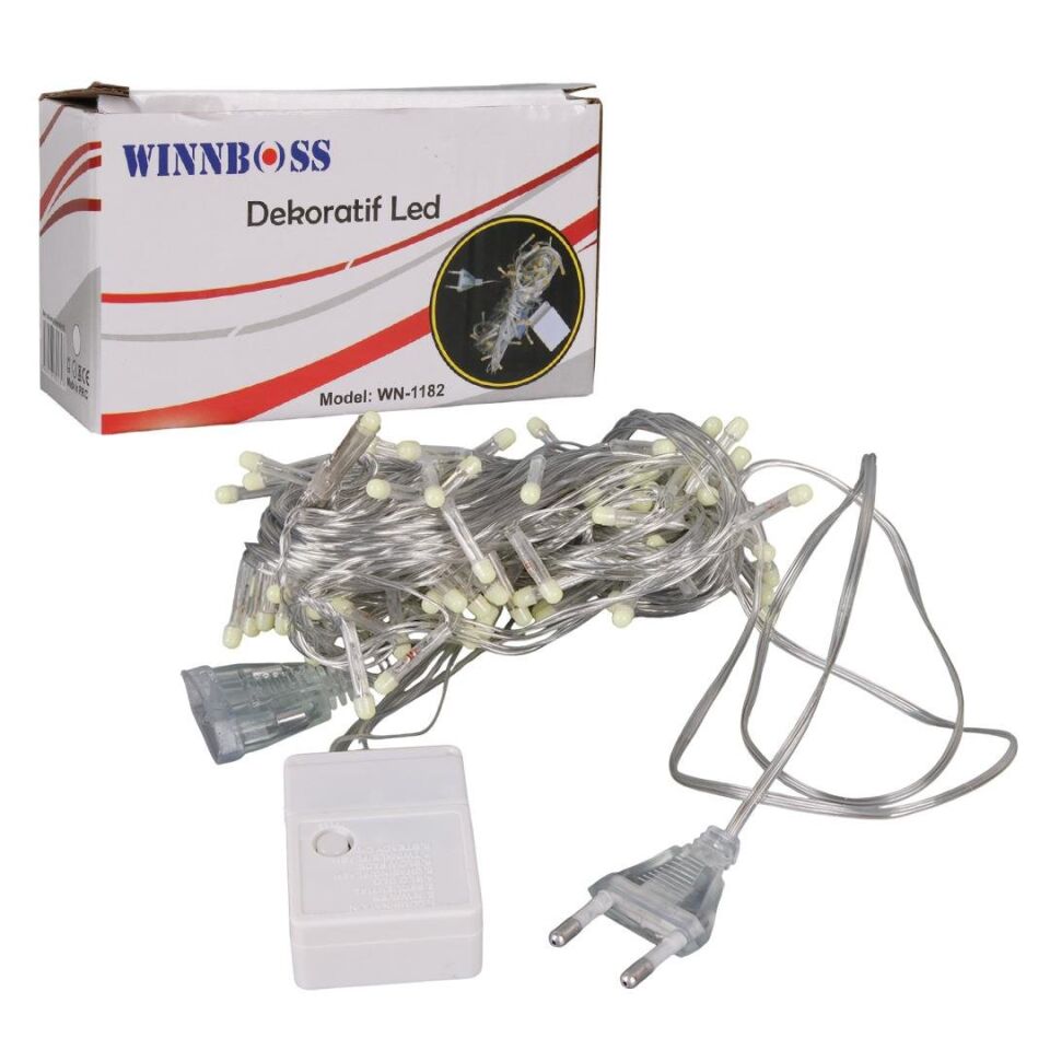 Winnboss WN-1182 Beyaz Renk 10 Metre Dekoratif Led Yılbaşı Işığı Aydınlatma 5 Watt AC220V