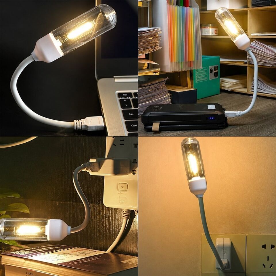 Powermaster PM-25791 Esnek Gövdeli USB Günışığı COB Led Edison Masa Ve Kitap Okuma Lambası