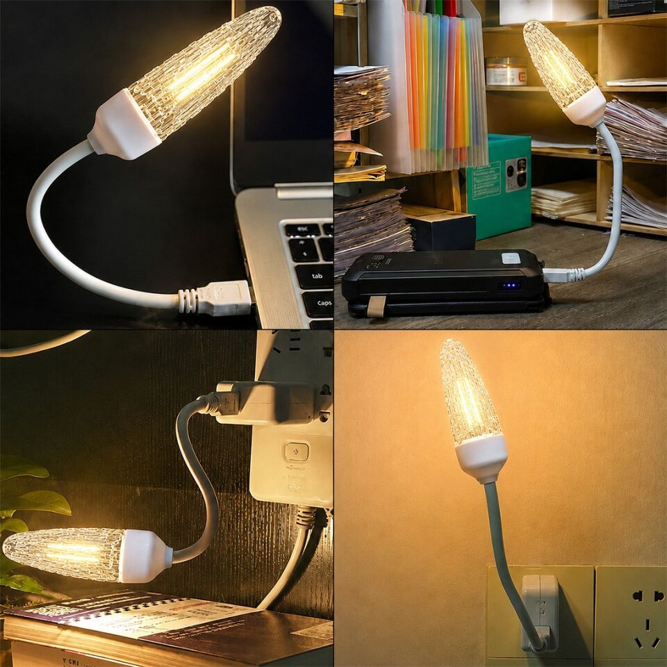 Powermaster PM-25793 Esnek Gövdeli USB Günışığı COB Led Edison Masa Ve Kitap Okuma Lambası