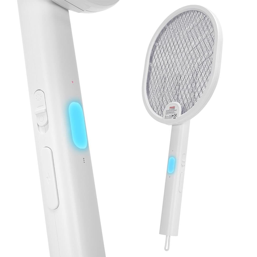 Ayt Asonic AS-A26 1200mAh 3000V Çıkış UV Işıklı Şarjli Katlanabilir Askılı Raket Sinek Öldürücü Sivrisinek Cız Mor Işık