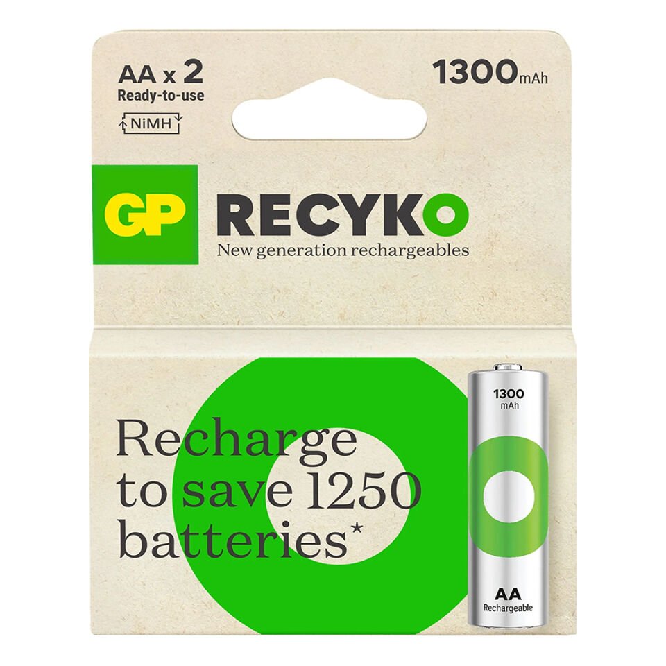 Gp Recyko 1300 Mah R6 AA Şarjlı 2'li Kalem Pil