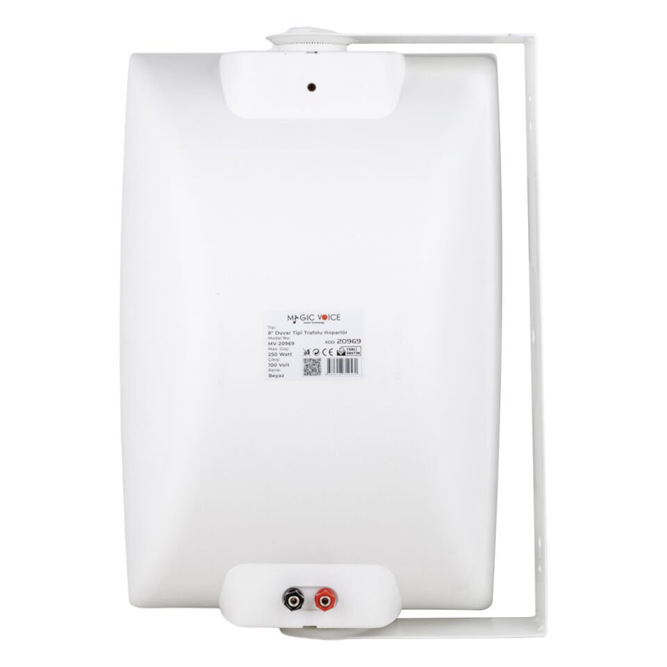 Ayt Magicvoice MV-20969 İki Yollu 8 20cm 250W 100V Trafolu Beyaz Duvar Tipi Hoparlör Cami Okul Salonu Hoparlörü