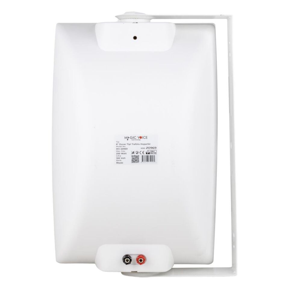 Ayt Magicvoice MV-20969 İki Yollu 8 20cm 250W 100V Trafolu Beyaz Duvar Tipi Hoparlör Cami Okul Salonu Hoparlörü