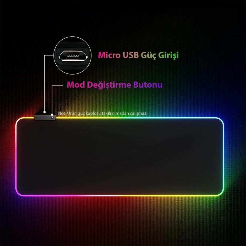 Ayt Powermaster Pm-25114 XL RGB Gaming Mouse Pad 14 Modlu