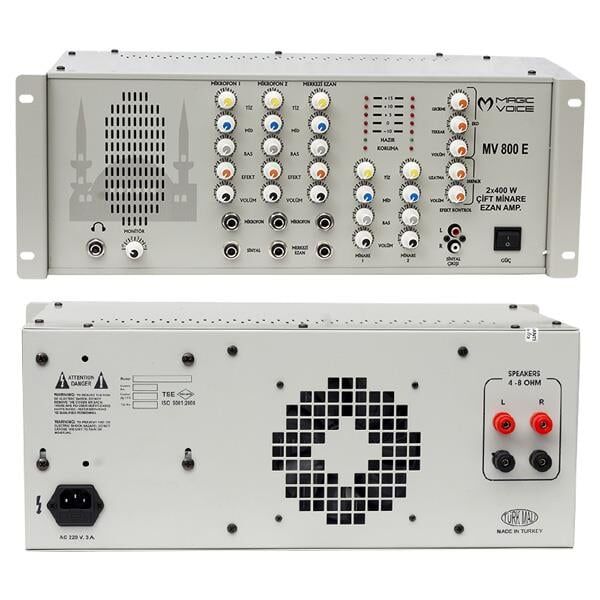 Magicvoice MV-800E Efektli 2x400 Watt Amfi Cami Ezan Ses Sistemi Mikser Anfi