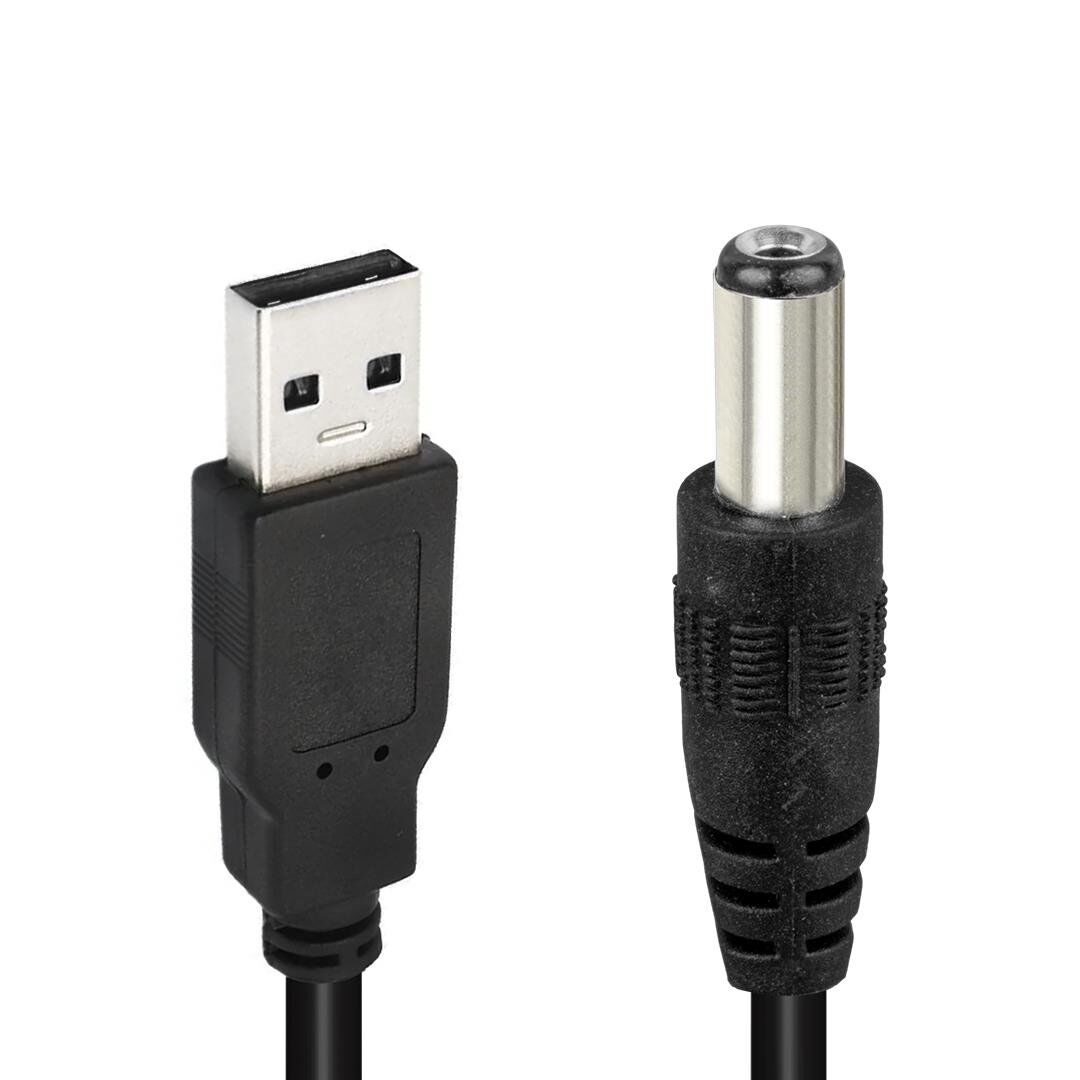 Powermaster Usb Erkek to 5.5x2.5 mm Uç DC 80 Cm Çevirici Kablo Usbli Adaptör Ucu