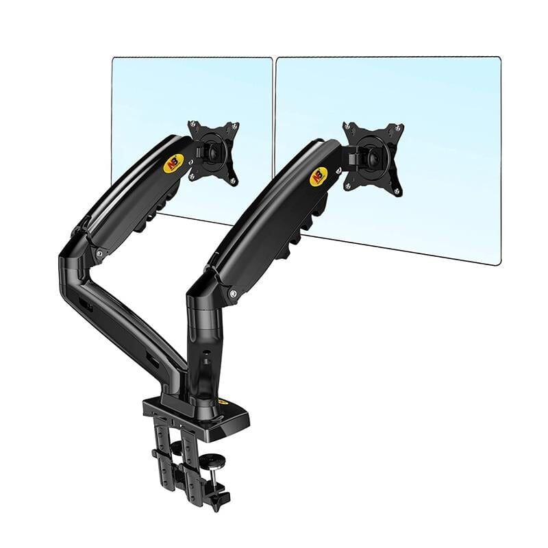 Ayt North Bayou F160 17-27 İnç Amortisörlü Çift Kol Lcd Led Monitör Tutucu Askı Aparatı Hareketli Pc Monitör Tutacağı