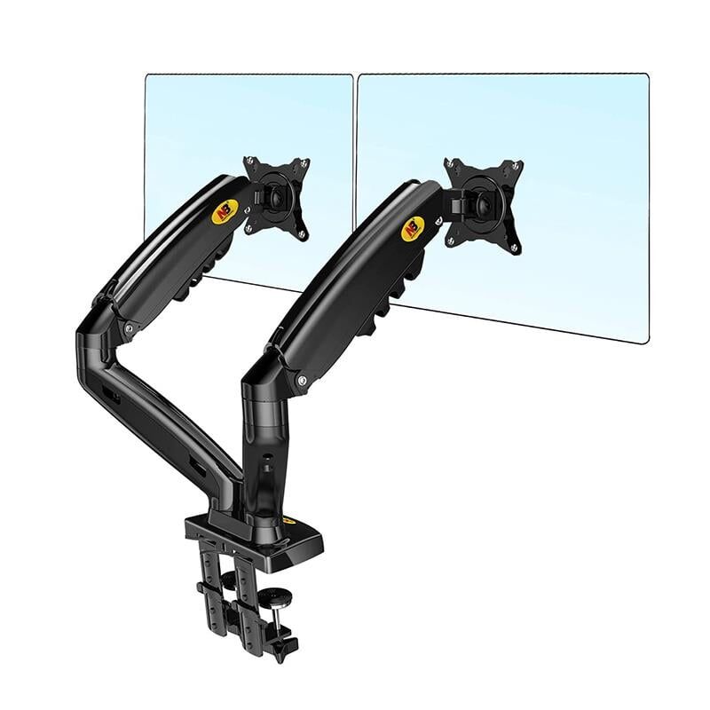 Ayt North Bayou F160 17-27 İnç Amortisörlü Çift Kol Lcd Led Monitör Tutucu Askı Aparatı Hareketli Pc Monitör Tutacağı