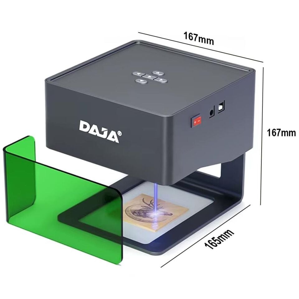 Ayt Daja DJ6 Lazer Gravür Baskı Kesim Oyma Makinesi Profesyonel Lazer İşleme Çözümü 80x80mm Çalışma Alanı Kesim Yakma