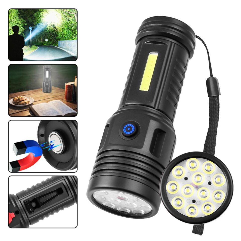 Ayt Powermaster Pm-26722 Plastik 4+2 Modlu Şarjlı 12 Ledli El Feneri Kamp Lambası Işıldak