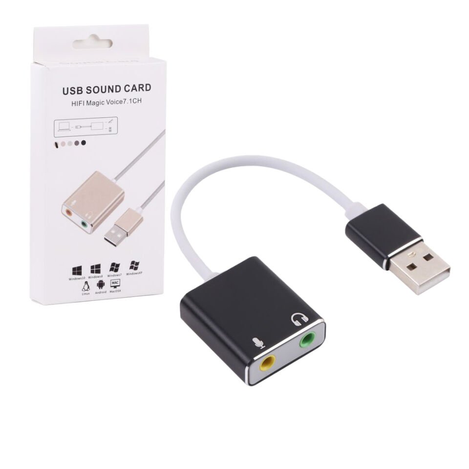 Powermaster Usb 7.1 Ses Kartı Usb Girişini Mikrofon Kulaklık Girişine Çevirici Dönüştürücü