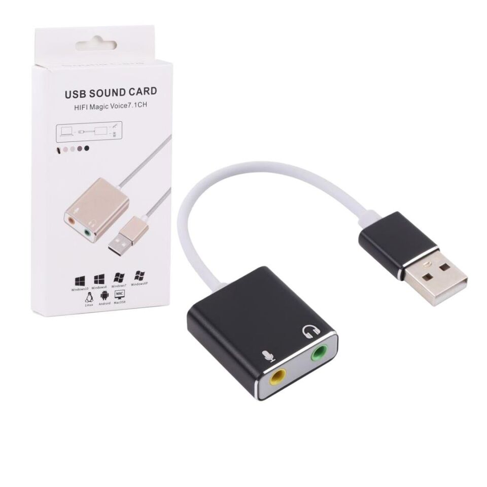 Powermaster Usb 7.1 Ses Kartı Usb Girişini Mikrofon Kulaklık Girişine Çevirici Dönüştürücü