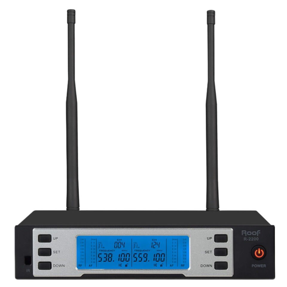 Roof R-2200 UHF 2 Yaka Kablosuz Telsiz Mikrofon Seti Kablosuz Yaka Mikrofonu