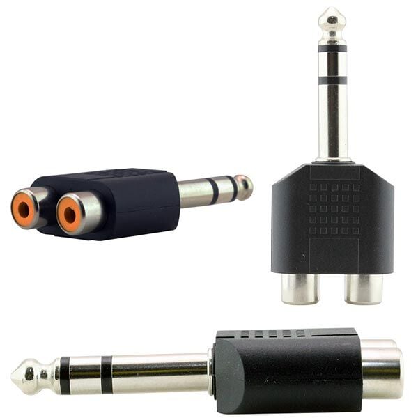 Ayt 6.3 mm Stereo Erkek 2 Rcd Dişi Jack 6.3 mm Kalın Mikrofon Girişini Renkli Rca Çıkışına Çevirici Dönüştürücü