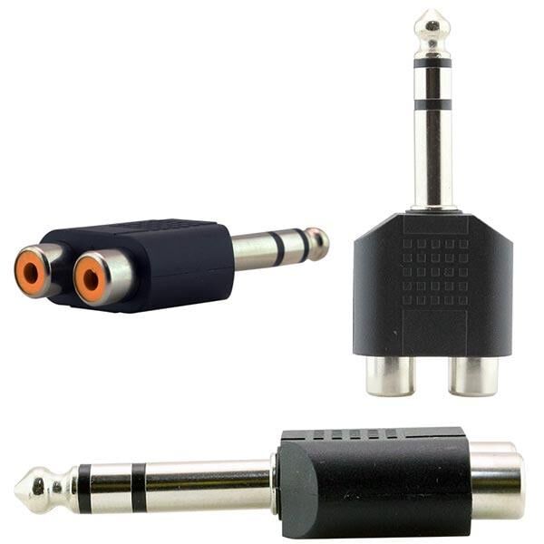 6.3 mm Stereo Erkek 2 Rcd Dişi Jack 6.3 mm Kalın Mikrofon Girişini Renkli Rca Çıkışına Çevirici Dönüştürücü