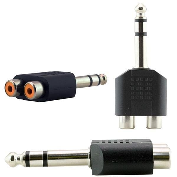 6.3 mm Stereo Erkek 2 Rcd Dişi Jack 6.3 mm Kalın Mikrofon Girişini Renkli Rca Çıkışına Çevirici Dönüştürücü