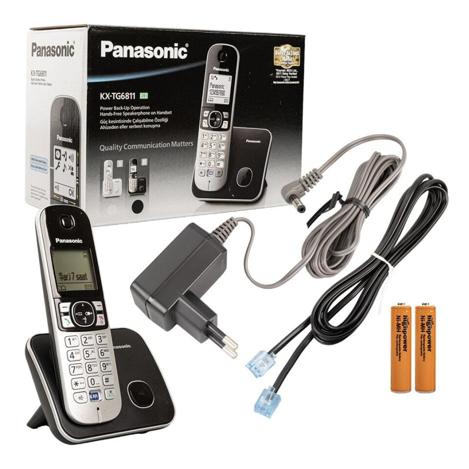 Panasonic KX-TG6811 Dect Telsiz Telefon Siyah Arayan Numarayı Gösterir Bebek Telsizi Oda Dinleme