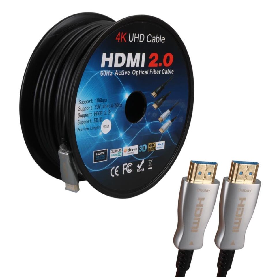 Powermaster Örgülü Çipsetli 50 Metre HDMI Kablo Hazır Kablo Bilgisayar Uydu Cihazı Lcd Led Tv Monitör Kablosu