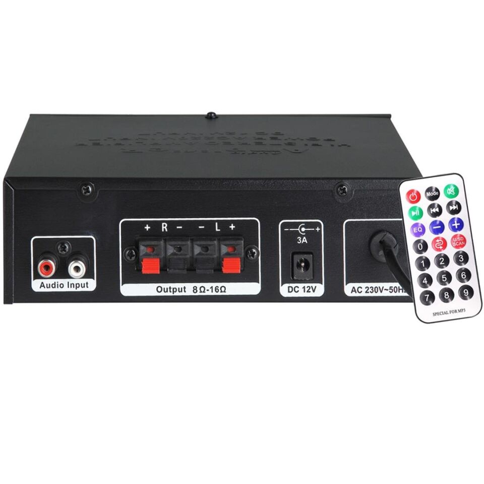 Notel Not-306 2X20W 4-8 Ohm Usb Sd Girişli Bluetoothlu 2 Mikrofon Girişli Trafosuz Amfi Stereo Mini Anfi Uzaktan Kumanda