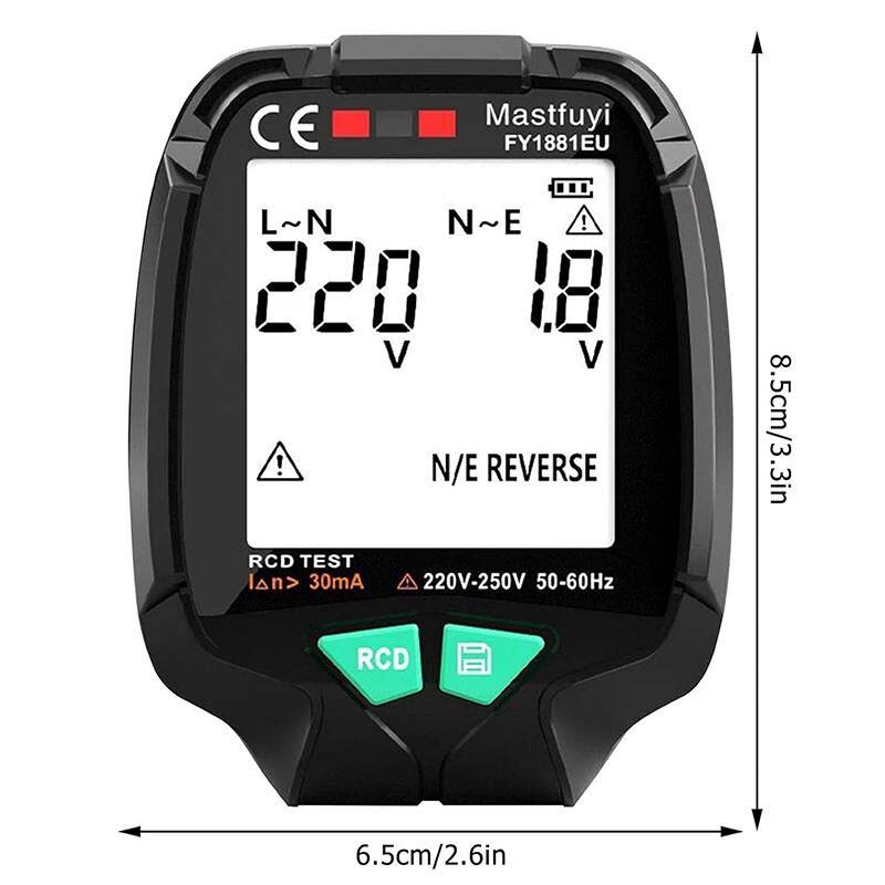 Powermaster 30V 250V Tam Ekran Soket Test Cihazı Priz Volt Akım Voltaj Test Cihazı Ölçüm Aleti