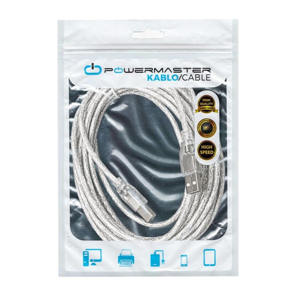Powermaster 5 Metre Yazıcı Kablosu Usb 2.0 Yazıcı Tüm Yazıcılara Uyumlu